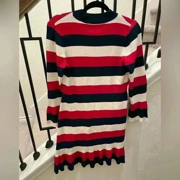 Loft Red, White, & Blue Sweater Long Sleeve Dress - Picture 5 of 5